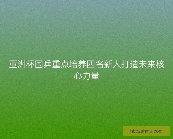 亚洲杯国乒重点培养四名新人打造未来核心力量