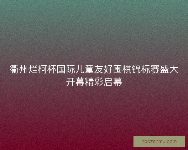 衢州烂柯杯国际儿童友好围棋锦标赛盛大开幕精彩启幕