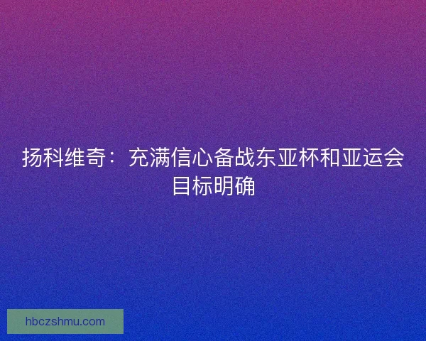 扬科维奇:充满信心备战东亚杯和亚运会目标明确 扬科维奇:充满信心备战东亚杯和亚运会目标明确