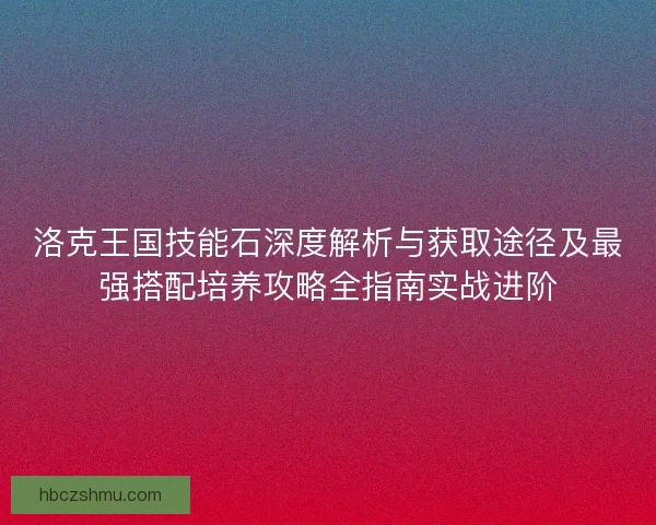 洛克王国技能石深度解析与获取途径及最强搭配培养攻略全指南实战进阶