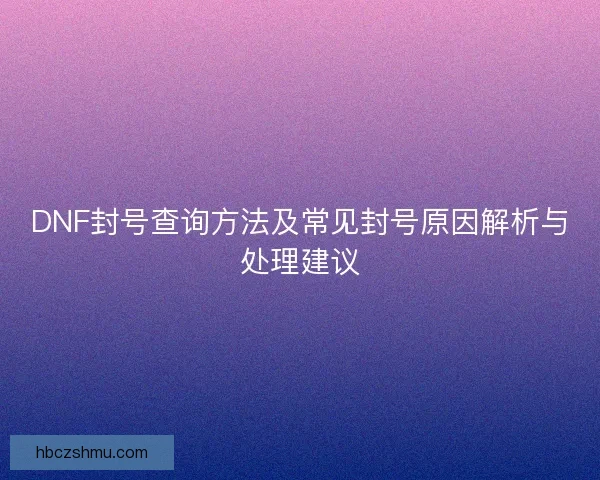 DNF封号查询方法及常见封号原因解析与处理建议